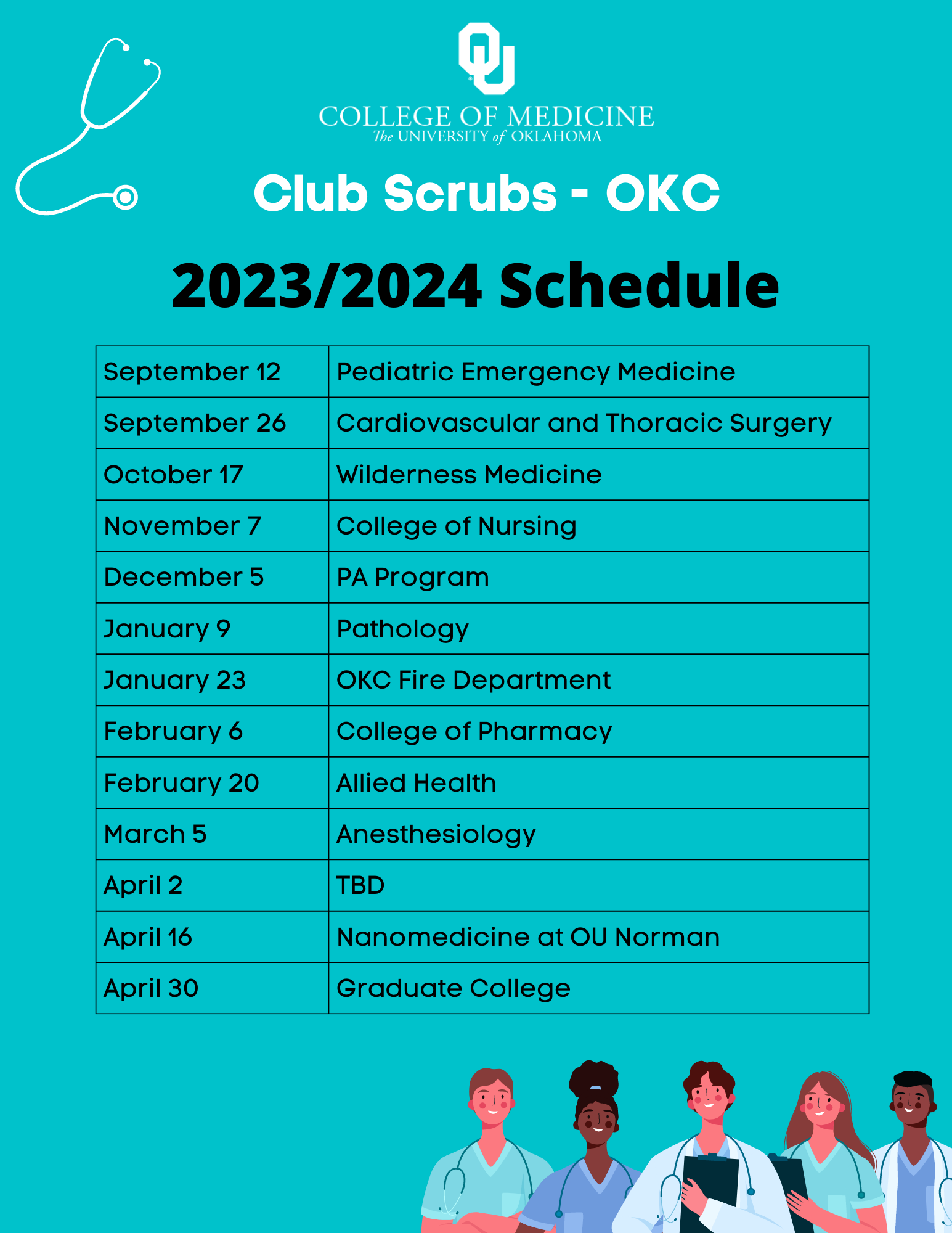 Club Scrubs Schedule 2023-2024